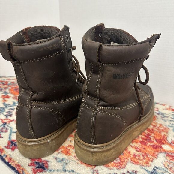 Wolverine W10743 Brown Leather Work Boots Size 8.5 Medium Moc-Toe Wedge main image 6